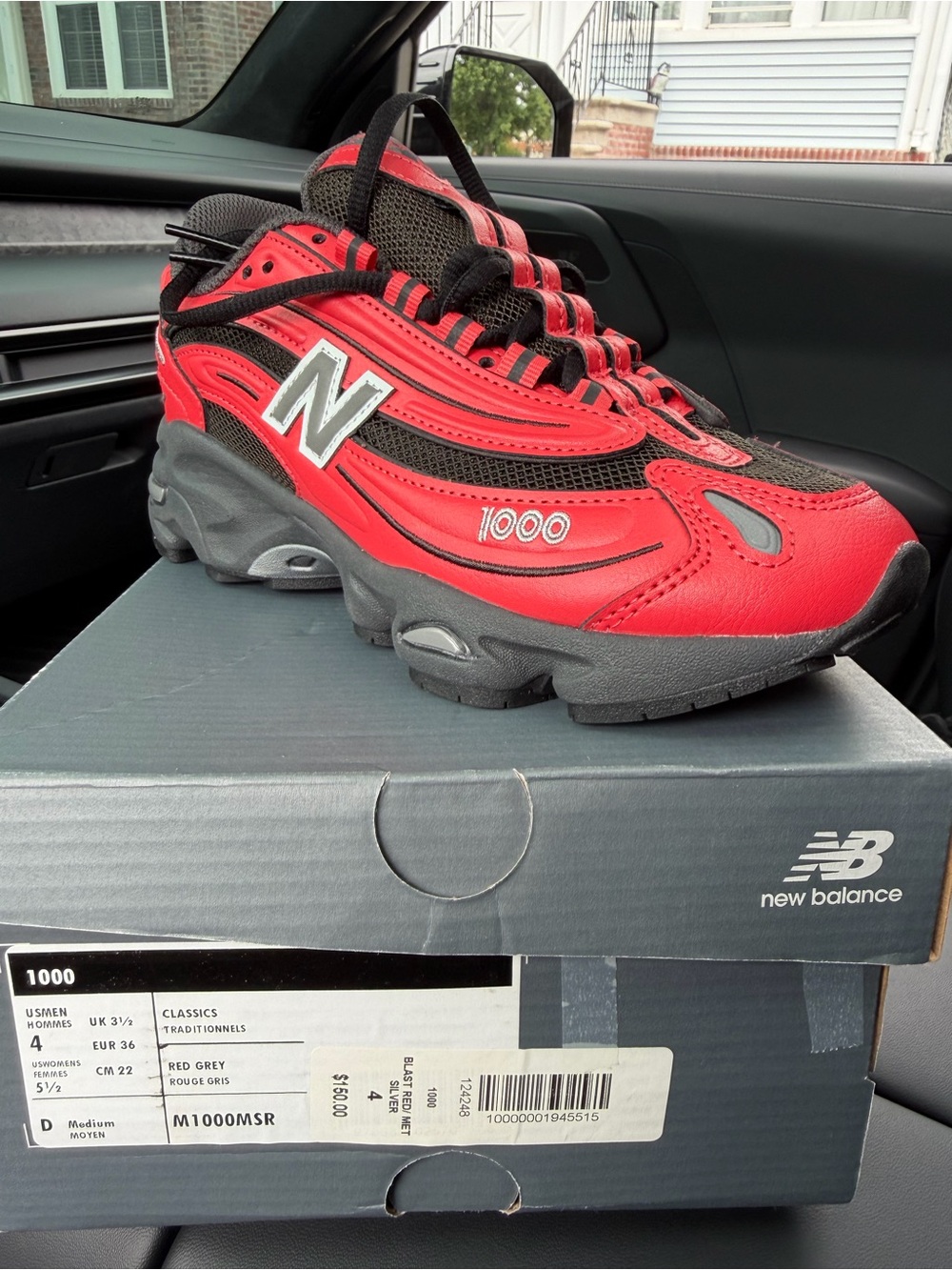 New Balance Kids 1000 Sneakers in Red and Black